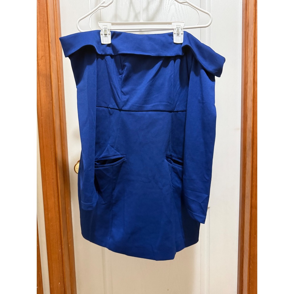 Wenrine Navy Blue Off the Shoulder Mini Dress Long Sleeve Cocktail H9H436 M